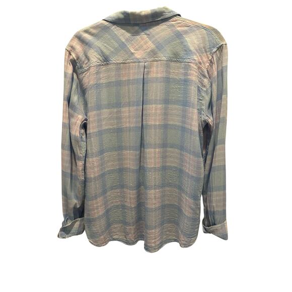 Rails Women’s Pink/Blue Charli Linen Blend Plaid Button Up LS Shirt Size L - Picture 2 of 10